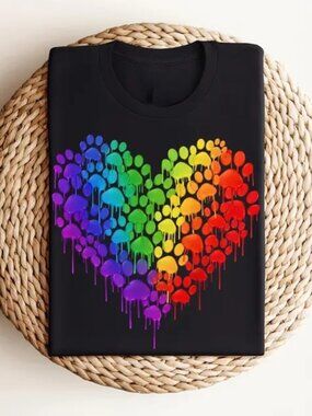 Pride Paw Print Shirt, Pet Lover Tee, Rainbow Flag Animal T-Shirt